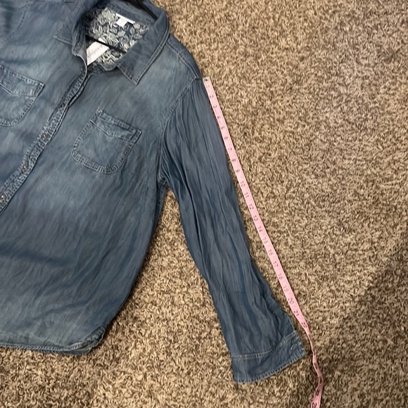 NWT! Distressed Denim Button Down - Picture 9 of 10